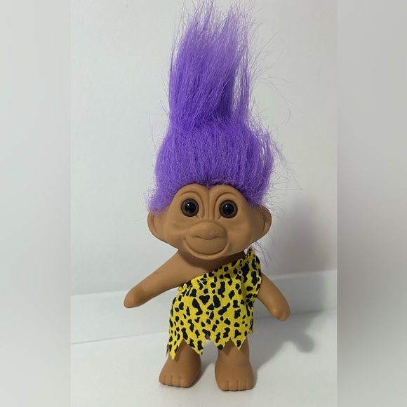 1990s Vintage TNT Troll doll.  Tarzan Costume. Purple Hair. 5” - Picture 2 of 5